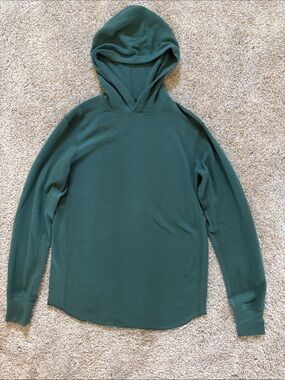 rag & bone dark green waffle knit Hooded Top